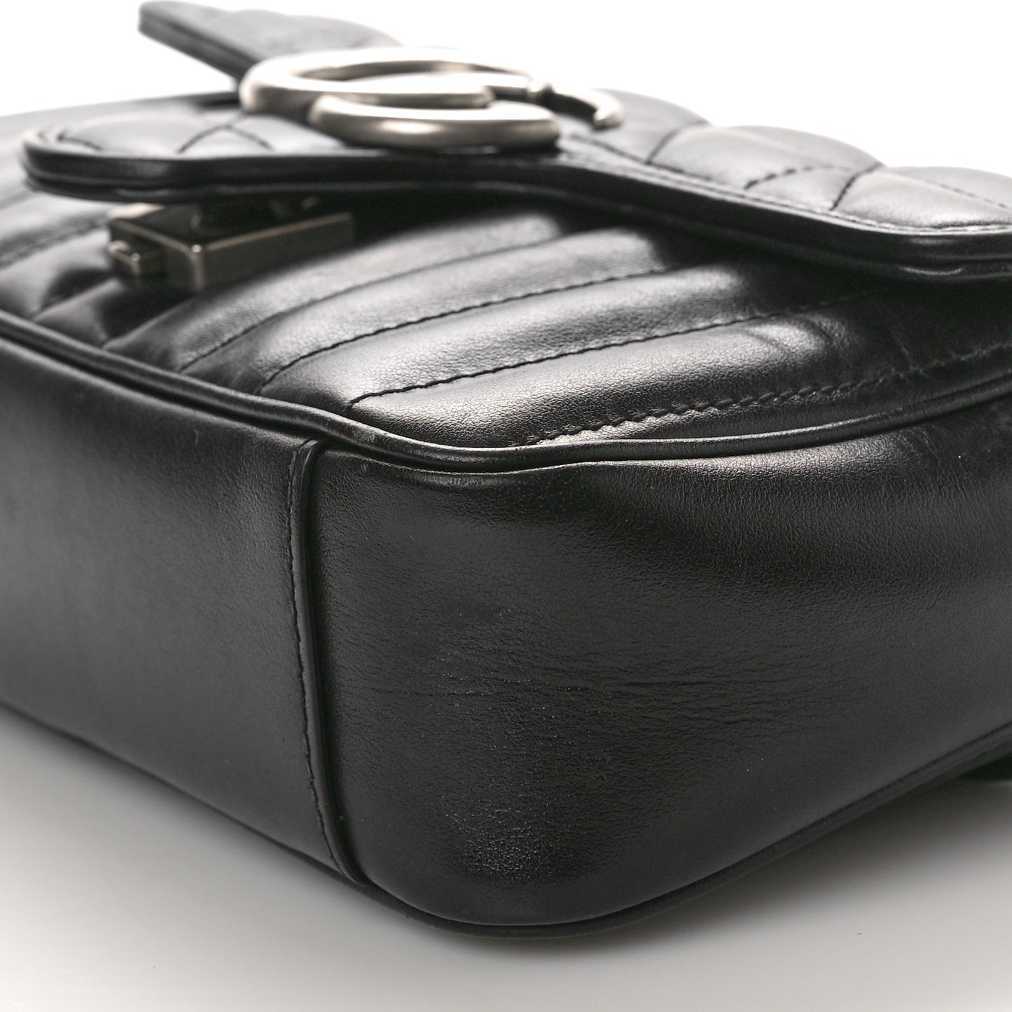 Calfskin Matelasse Aria Mini GG Marmont Shoulder Bag Black