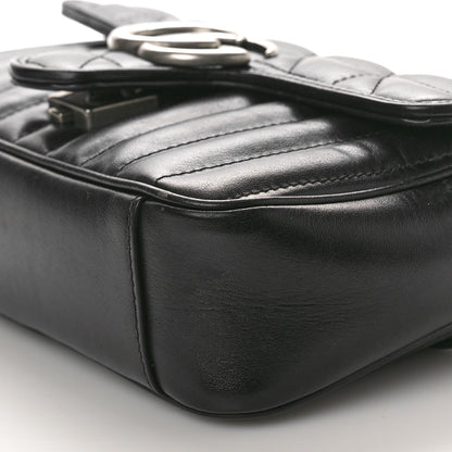 Gucci Calfskin Matelasse Aria Mini GG Marmont Shoulder Bag Black 10 of 10