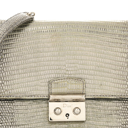 Christian Dior Metallic Lizard Miss Dior Promenade Pouch Gunmetal 8 of 12