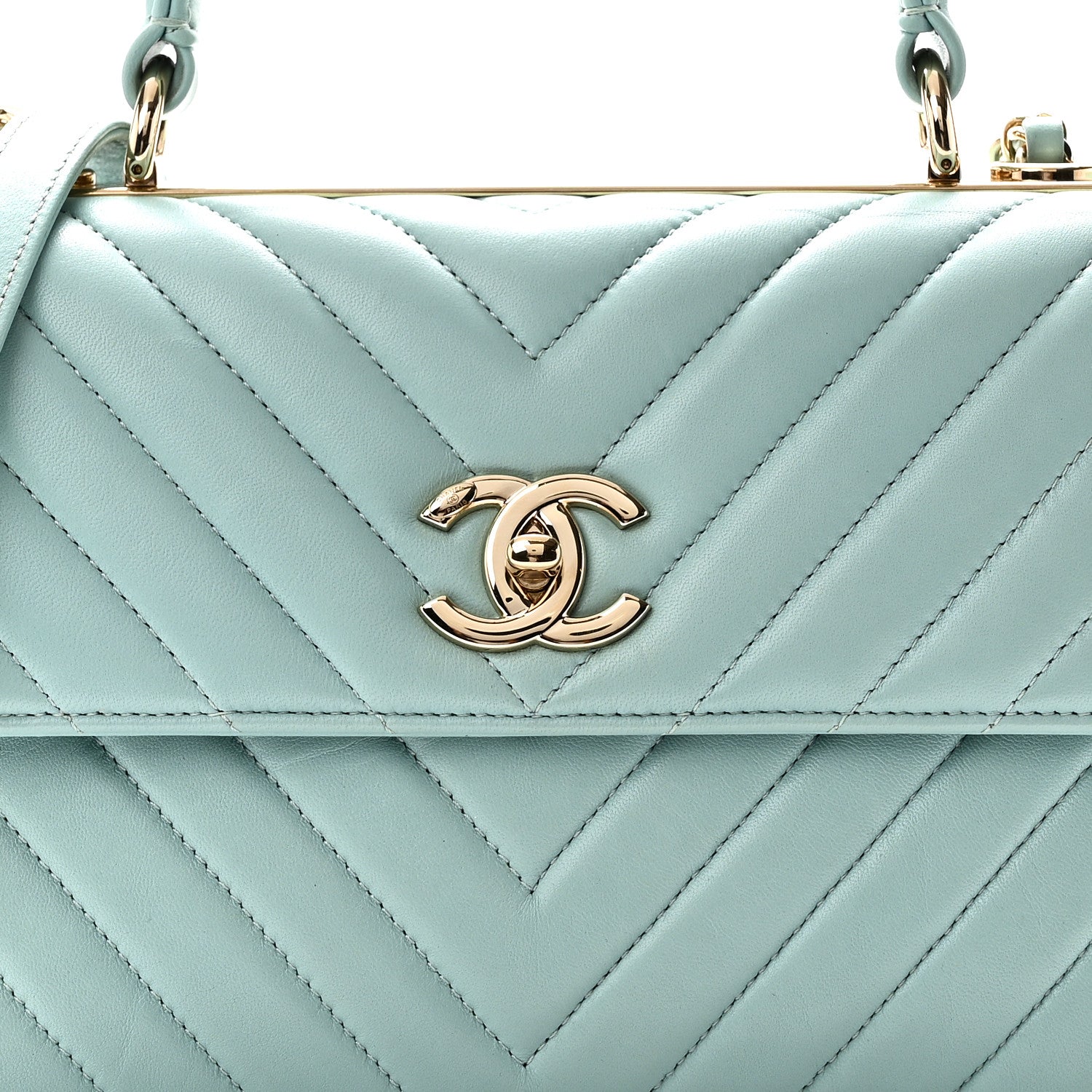Chanel Lambskin Chevron Quilted Small Trendy CC Flap Dual Handle Bag Light Blue 8 of 10