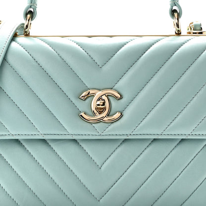 Chanel Lambskin Chevron Quilted Small Trendy CC Flap Dual Handle Bag Light Blue 8 of 10
