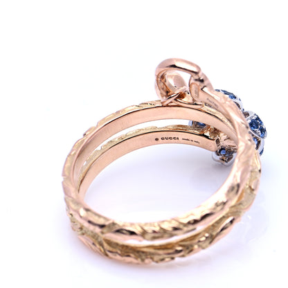 Gucci 18K Rose Gold Diamond Blue Sapphire Flora Wrap Ring 55 7.25 6 of 7