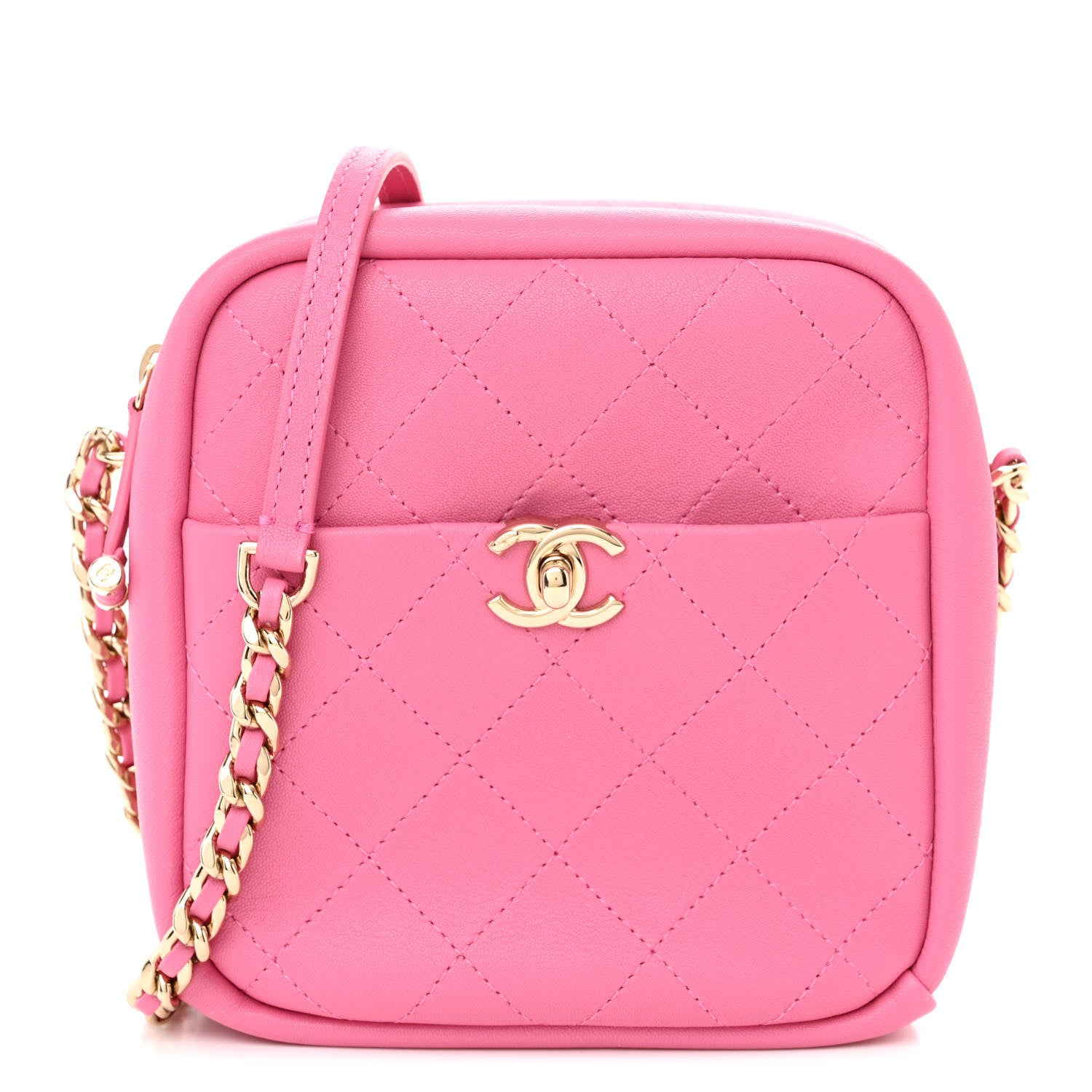 Chanel Goatskin Stitched Casual Trip North South Camera Case Pink 1 of 10