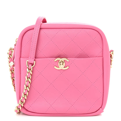 Chanel Goatskin Stitched Casual Trip North South Camera Case Pink 1 of 10