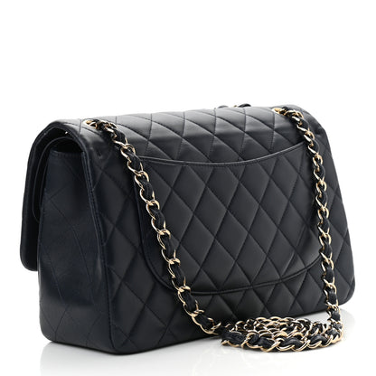 Chanel Lambskin Quilted Jumbo Double Flap Navy Blue 3 of 11