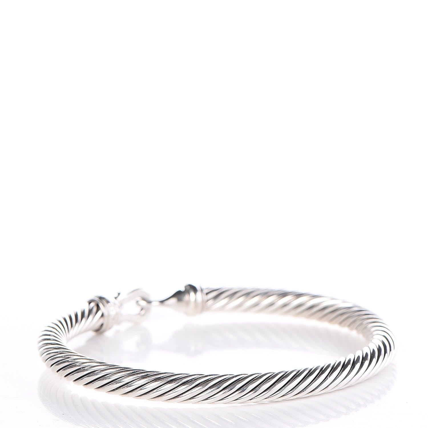 David Yurman Sterling Silver Diamond 5mm Cable Buckle Bracelet 3 of 6