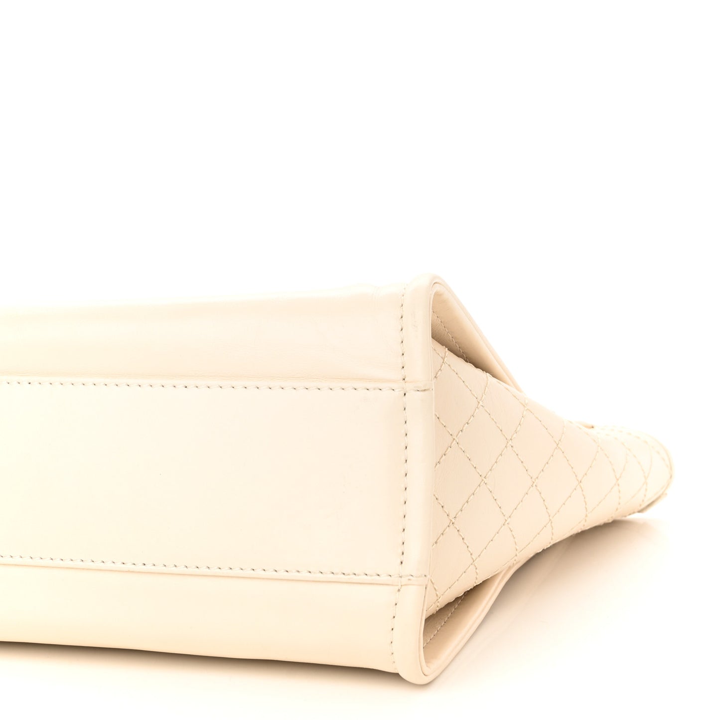 Aged Calfskin Small Charms Deauville Tote White