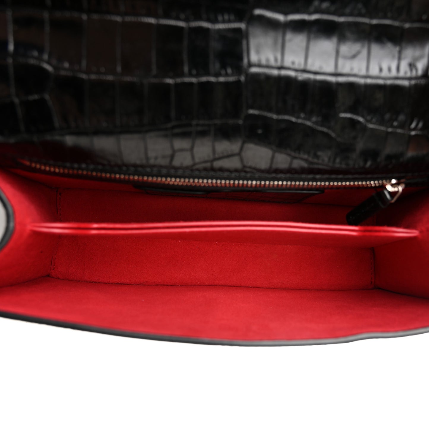 Shiny Calfskin Crocodile Embossed Knuckle Jeweled Crossbody Black