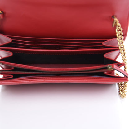 Gucci Calfskin Matelasse GG Marmont Chain Wallet Hibiscus Red 5 of 10