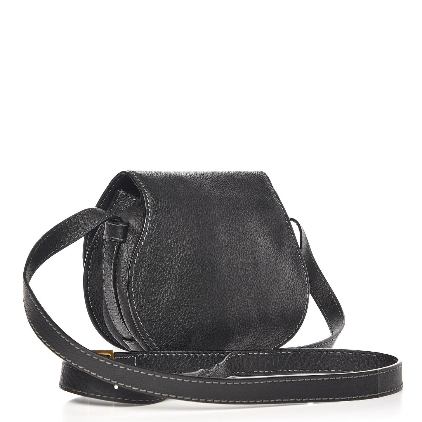 Calfskin Mini Marcie Round Crossbody Bag Black
