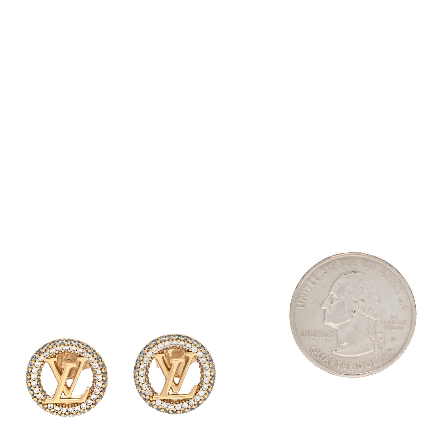 Louis Vuitton Metal Crystal Louise By Night Earrings Gold 2 of 6