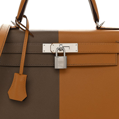 Hermes Epsom Casaque Kelly Sellier 28 Sesame Etoupe Bleu Indigo 8 of 13