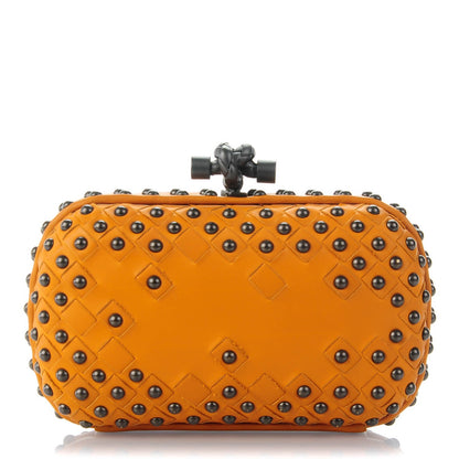 Bottega Veneta Waxy Nappa Intrecciato Knot Studded Clutch Topaz 2 of 12