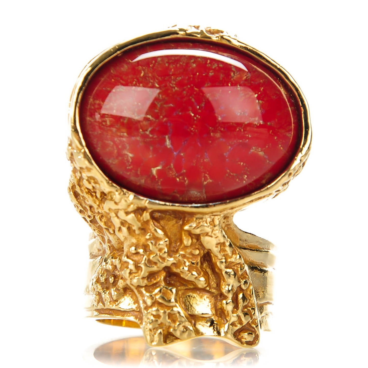 Glass Cabochon Arty Ovale Ring 8 Gold Opium