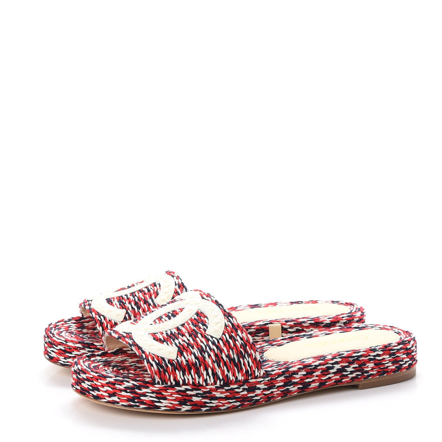 Cord CC Espadrille Slip On Sandals 41 Red Blue White