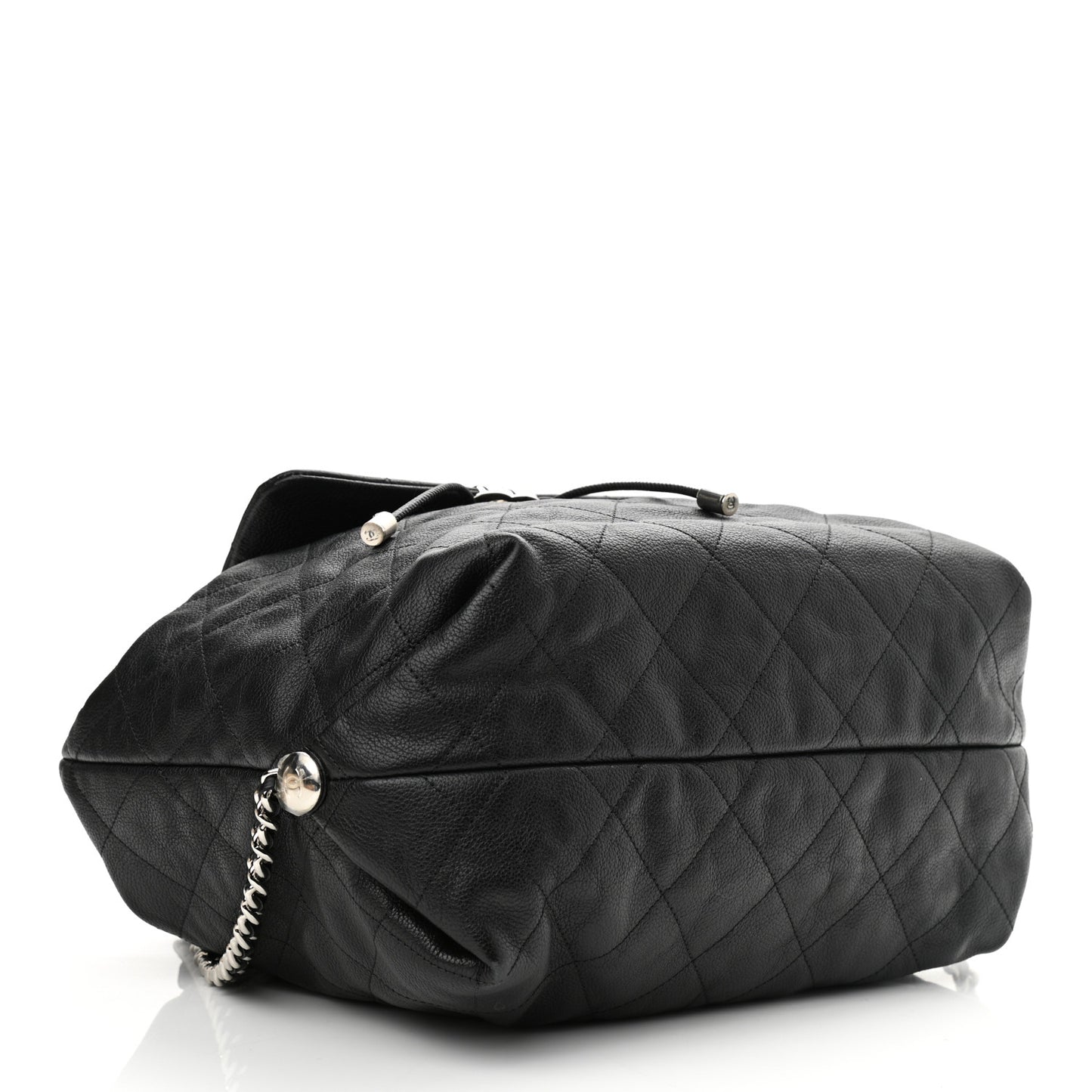 Grained Calfskin Stitched Braided With Style Backpack Black
