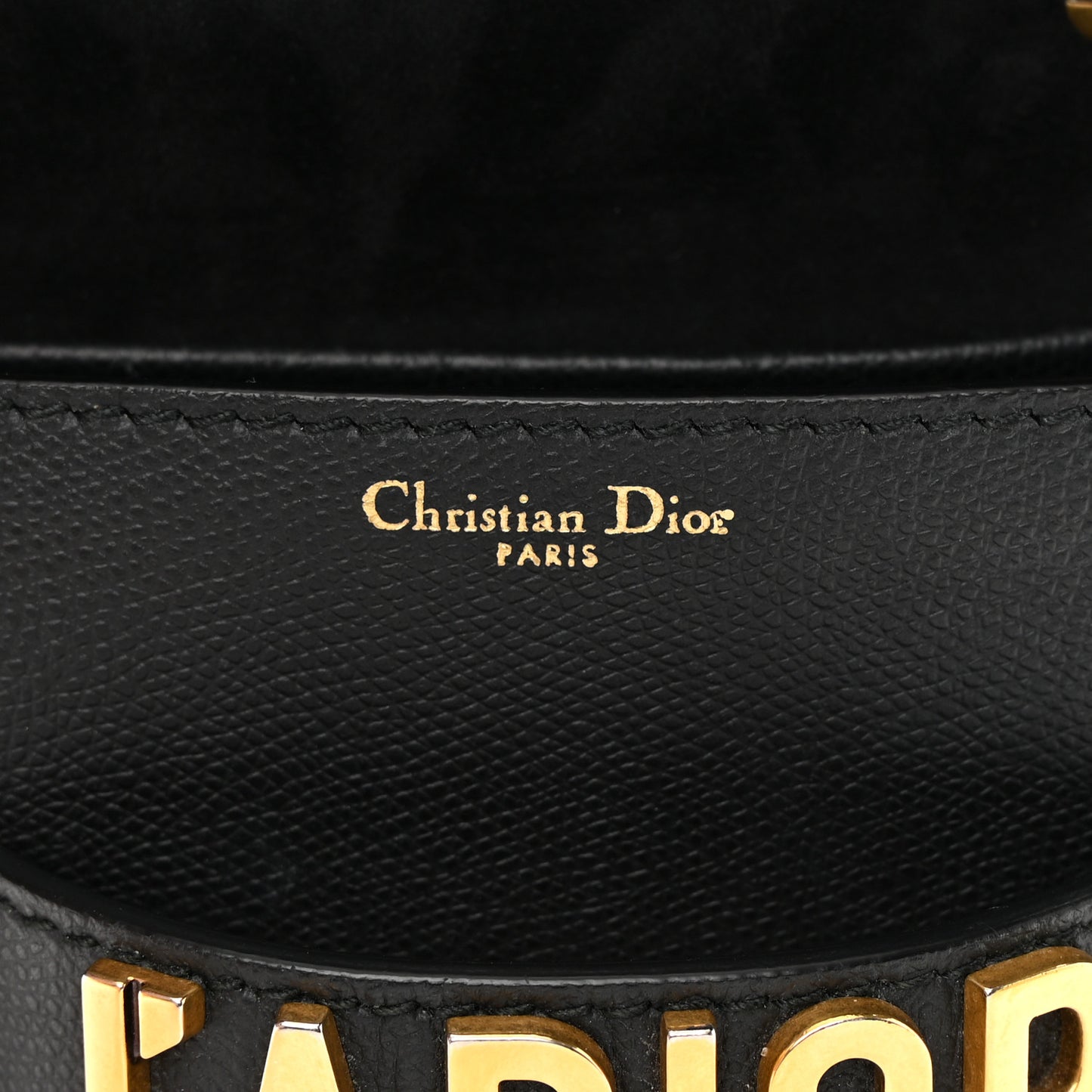 Grained Calfskin Mini J'Adior Chain Flap Bag Black