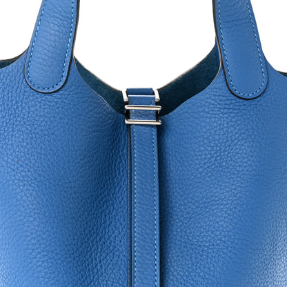 Hermes Taurillon Clemence Picotin Lock 18 PM Bleu Zellige 7 of 9