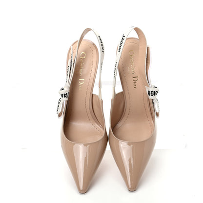Christian Dior Patent Ribbon J'Adior Slingback 100mm Pumps 37 Nude 6 of 10
