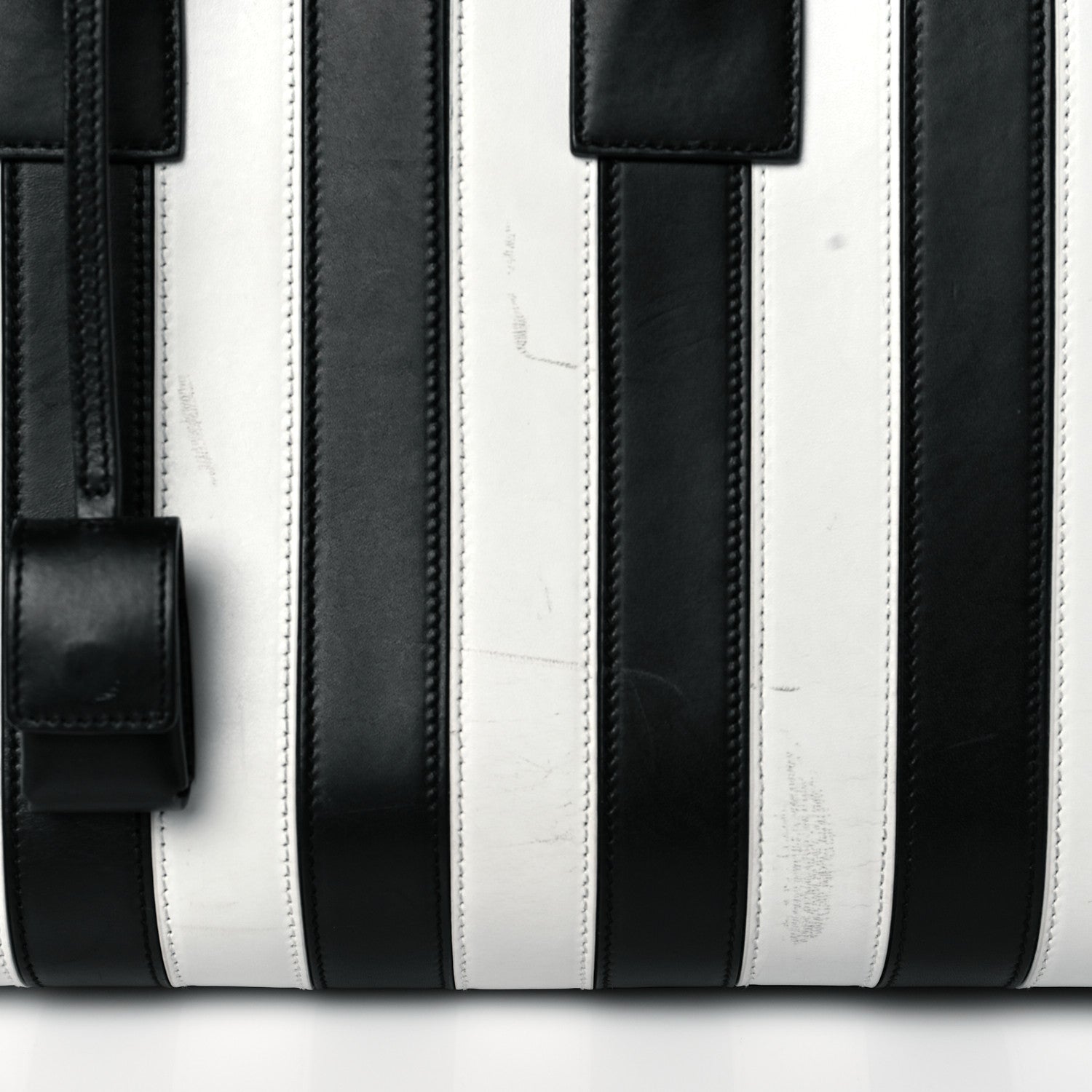 Saint Laurent Calfskin Striped Small Sac De Jour Black White 11 of 11