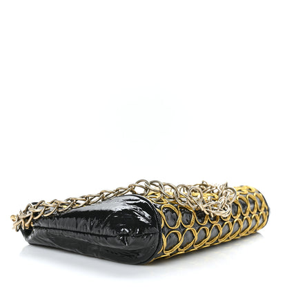 Chanel Patent Embroidered Clutch With Chain Black Gold 4 of 9