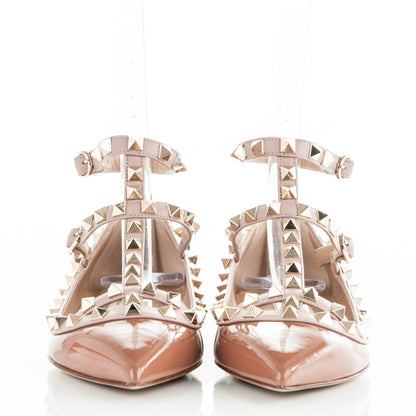 Valentino Garavani Patent Rockstud Cage Ballerina Flats 35 Brownish Poudre 2 of 8