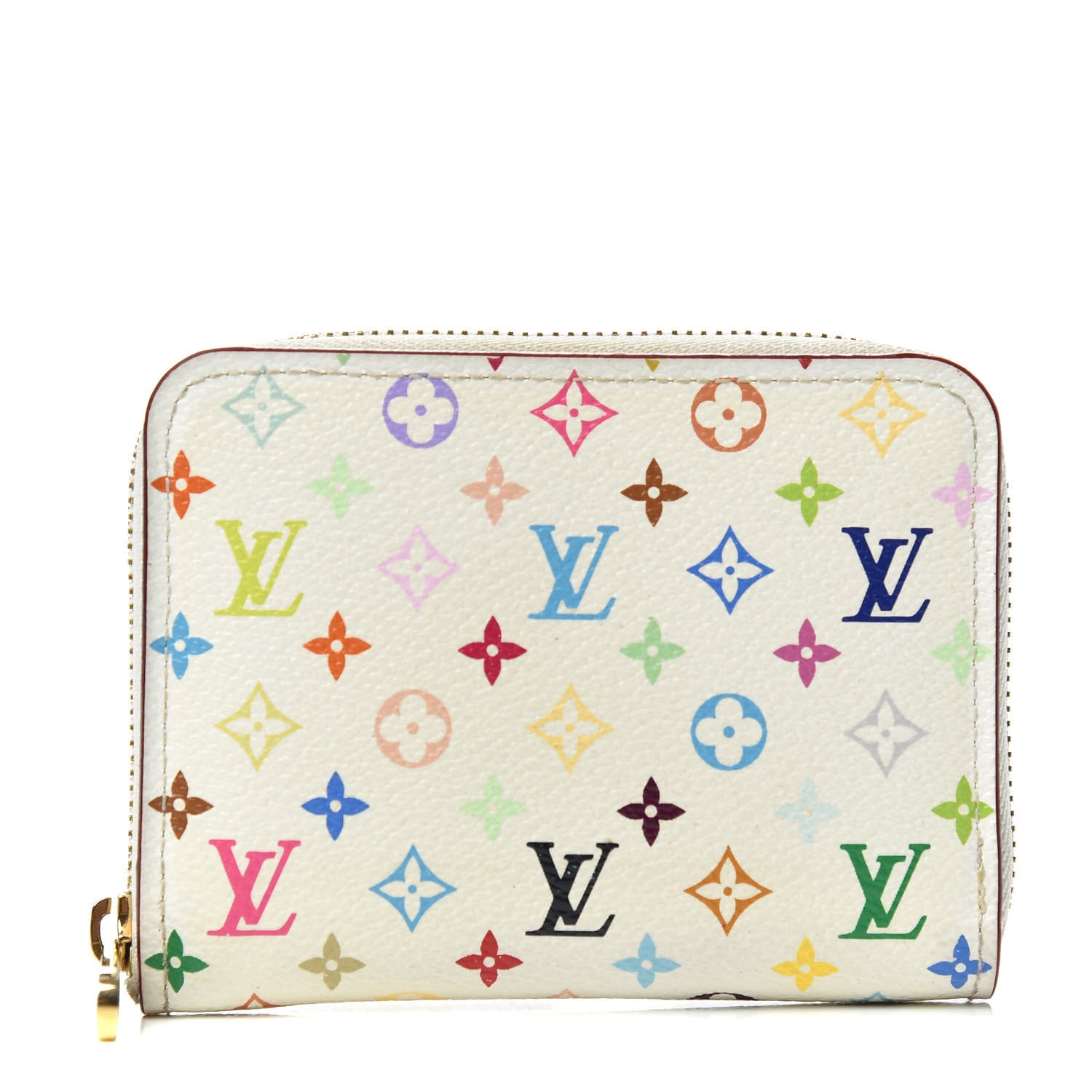 Louis Vuitton Monogram Multicolor Zippy Coin Purse Wallet White Litchi 1 of 6