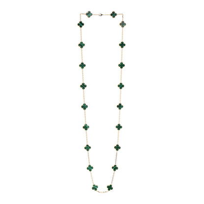 Van Cleef & Arpels 18K Yellow Gold Malachite 20 Motifs Vintage Alhambra Necklace 3 of 6