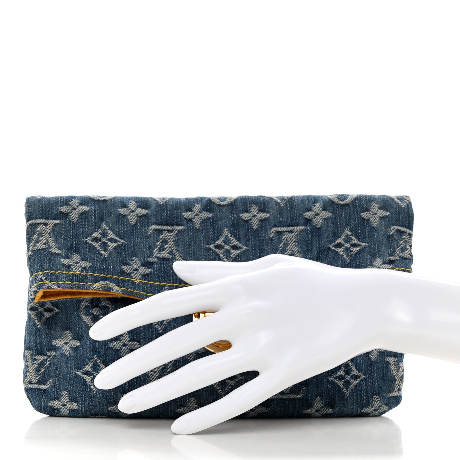 Louis Vuitton Monogram Denim Pochette Plat Clutch Blue 2 of 7