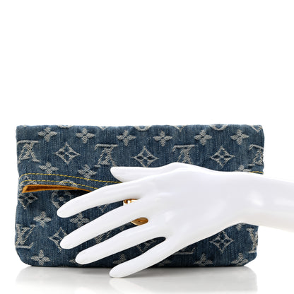 Louis Vuitton Monogram Denim Pochette Plat Clutch Blue 2 of 7