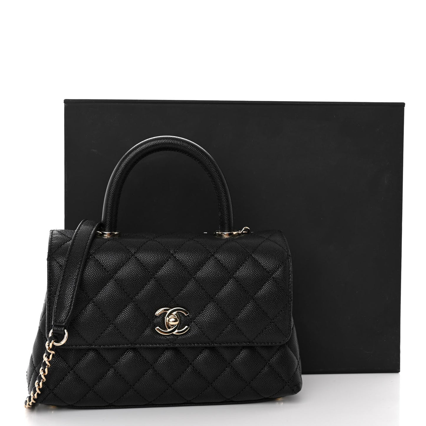 Caviar Quilted Mini Coco Handle Flap Black