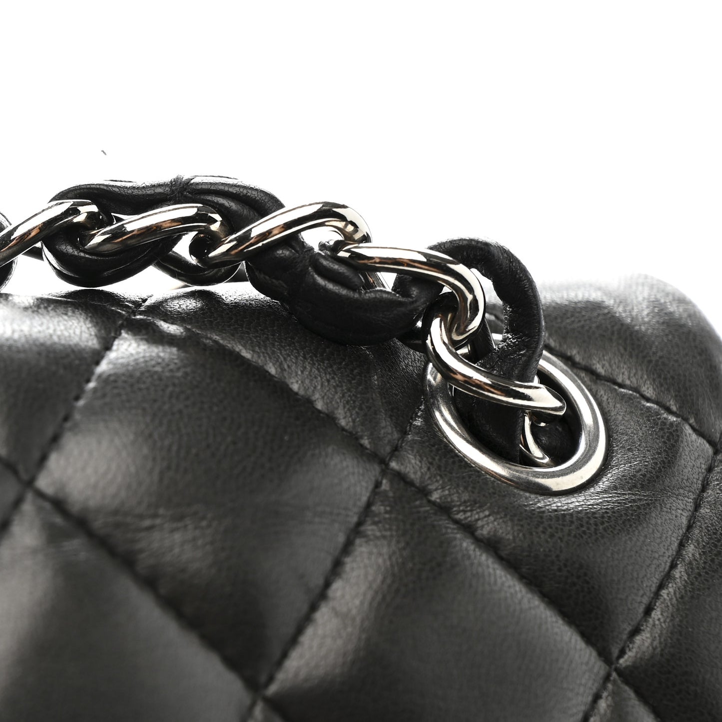 Lambskin Quilted Jumbo Double Flap Black
