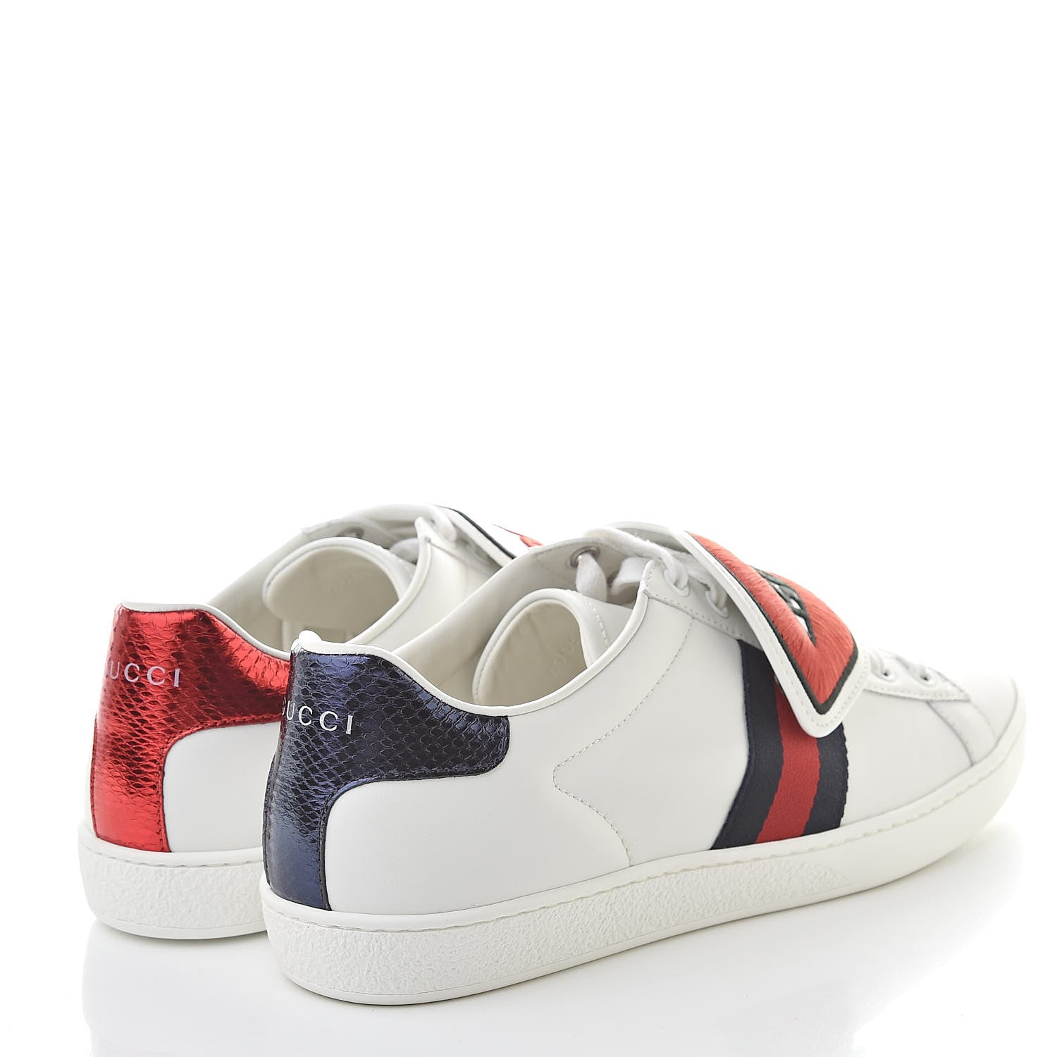 Gucci Calfskin Ayers Web Blind for Love Embroidered Womens Ace Sneakers 40.5 White 4 of 9
