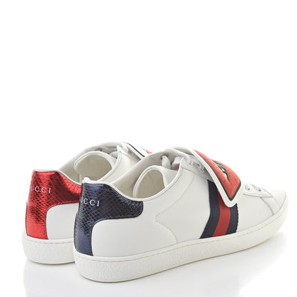 Gucci Calfskin Ayers Web Blind for Love Embroidered Womens Ace Sneakers 40.5 White 4 of 9