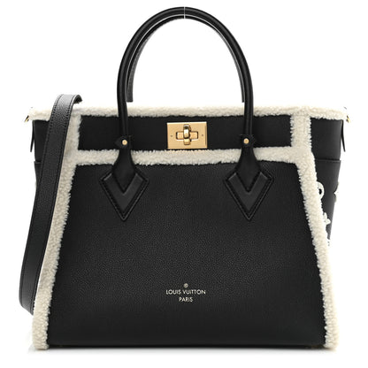 Louis Vuitton Grained Calfskin Shearling On My Side MM Black 1 of 10