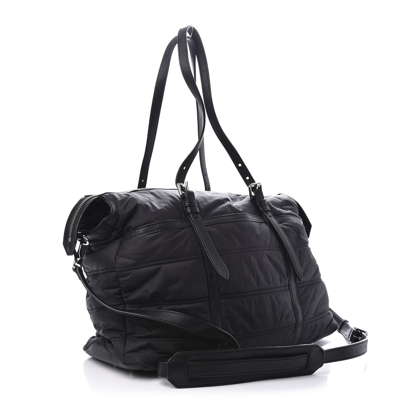 Nylon House Check Quilted Abbey Diaper Bag Black