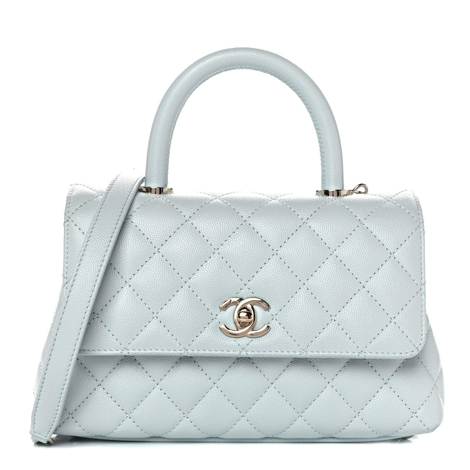 Chanel Caviar Quilted Mini Coco Handle Flap Light Blue 1 of 13