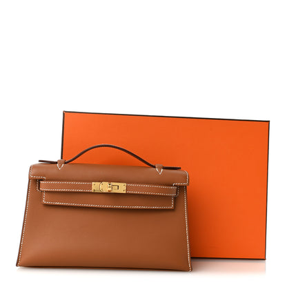 Hermes Swift Kelly Pochette Clutch Gold 11 of 11