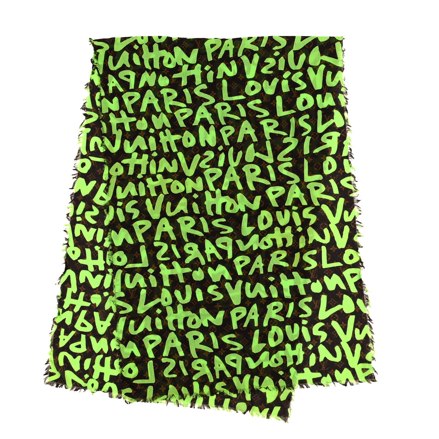 Louis Vuitton Cotton Graffiti Pareo Green 2 of 3