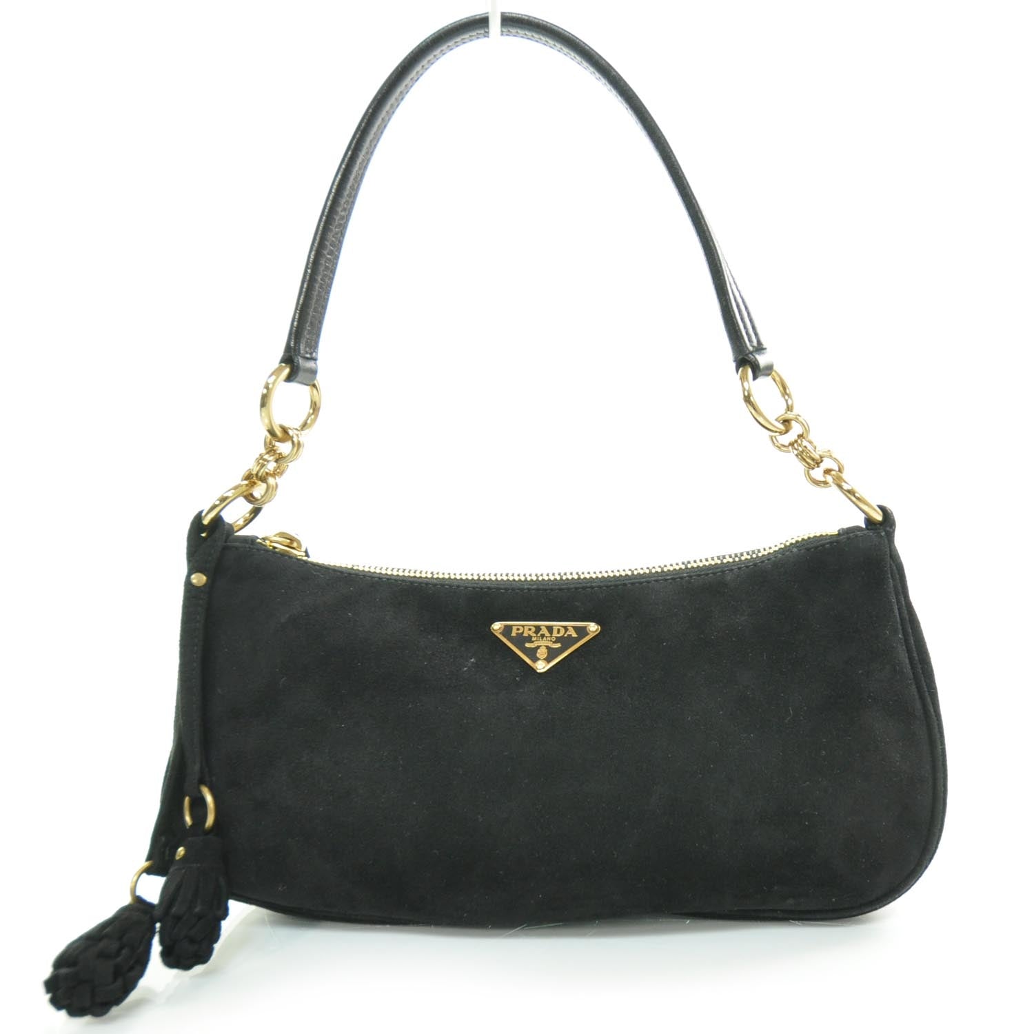 Prada Suede Box Shoulder Bag Black 1 of 8