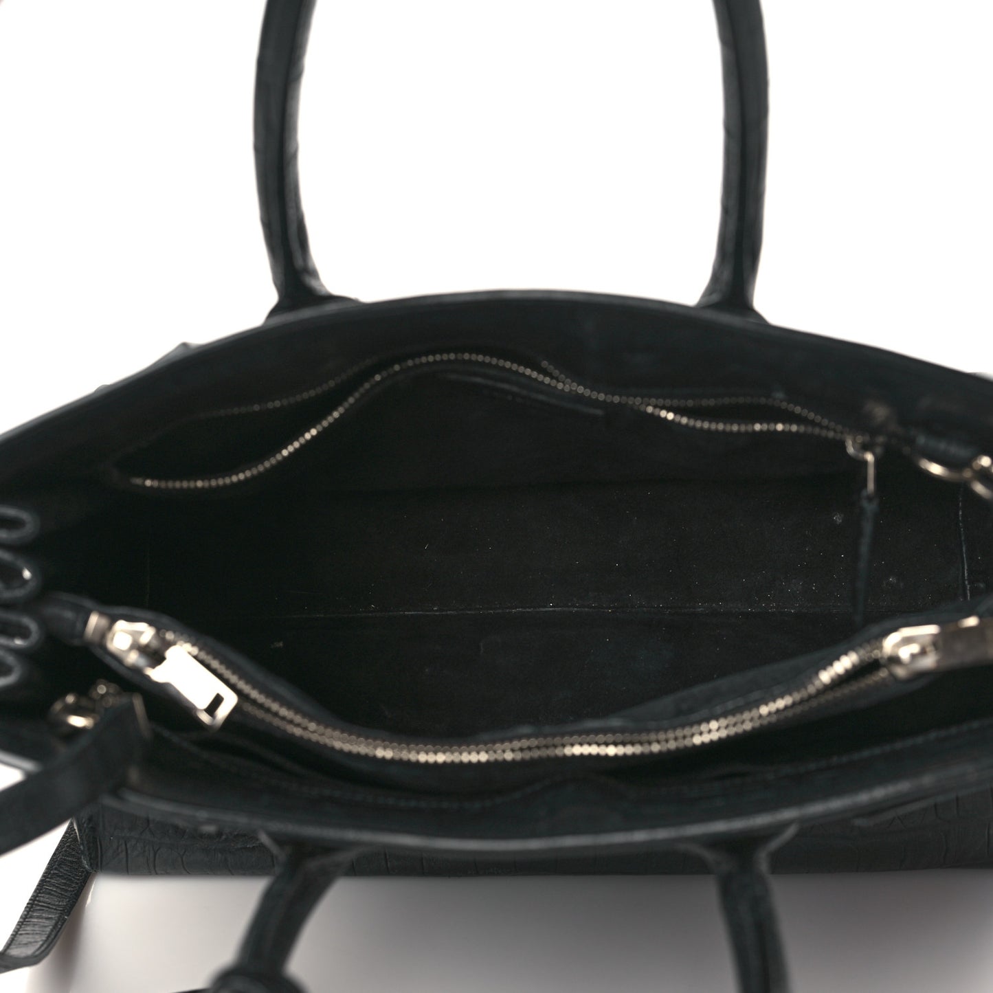 Calfskin Crocodile Embossed Small Sac de Jour Black