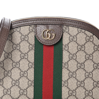 Gucci GG Supreme Monogram Textured Dollar Calfskin Web Small Ophidia Dome Shoulder Bag Beige Ebony New Acero 8 of 10