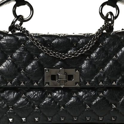 Valentino Garavani Craquele Nappa Small Rockstud Spike Shoulder Bag Black 6 of 10