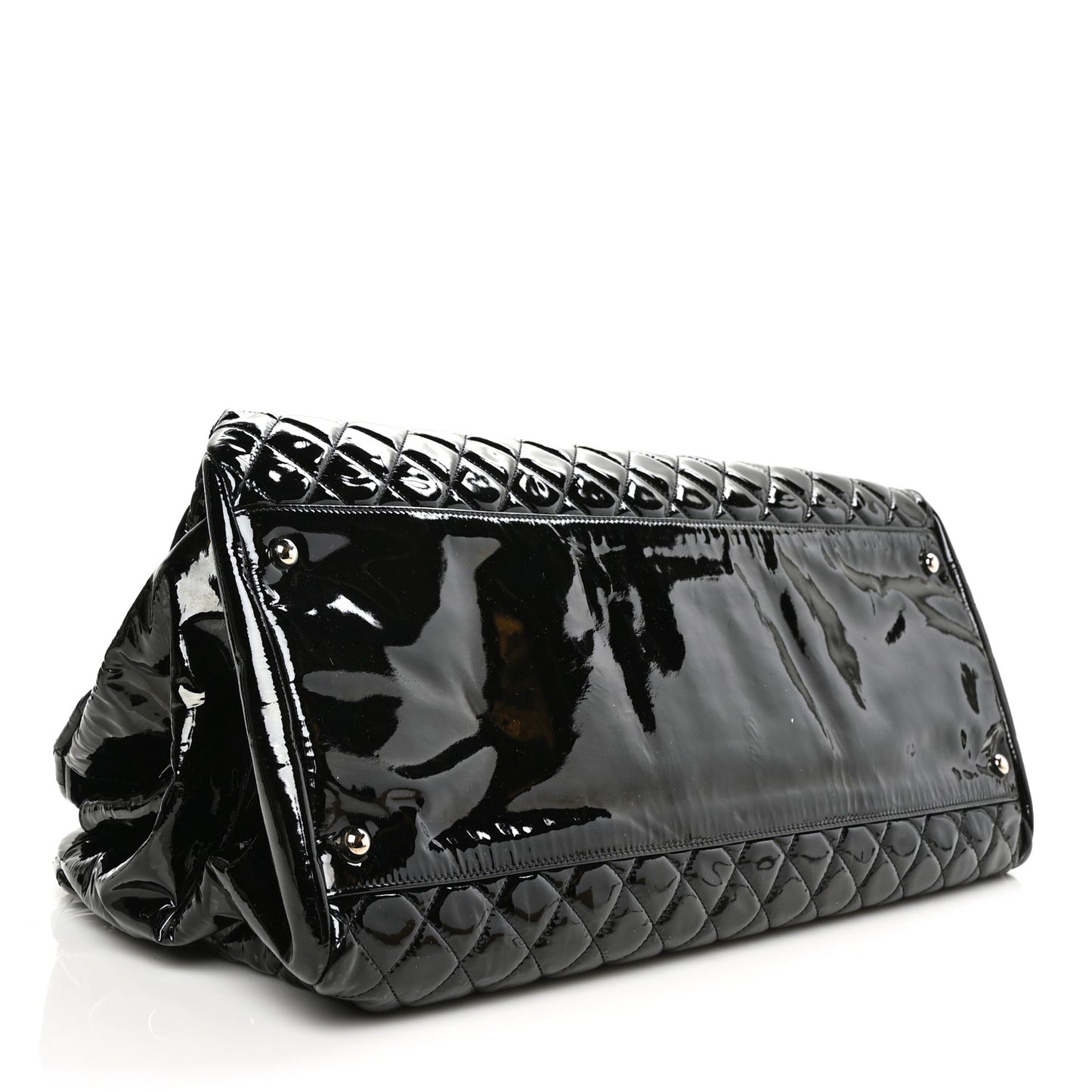 Patent Quilted Maxi Just Mademoiselle Bowling Bag Black