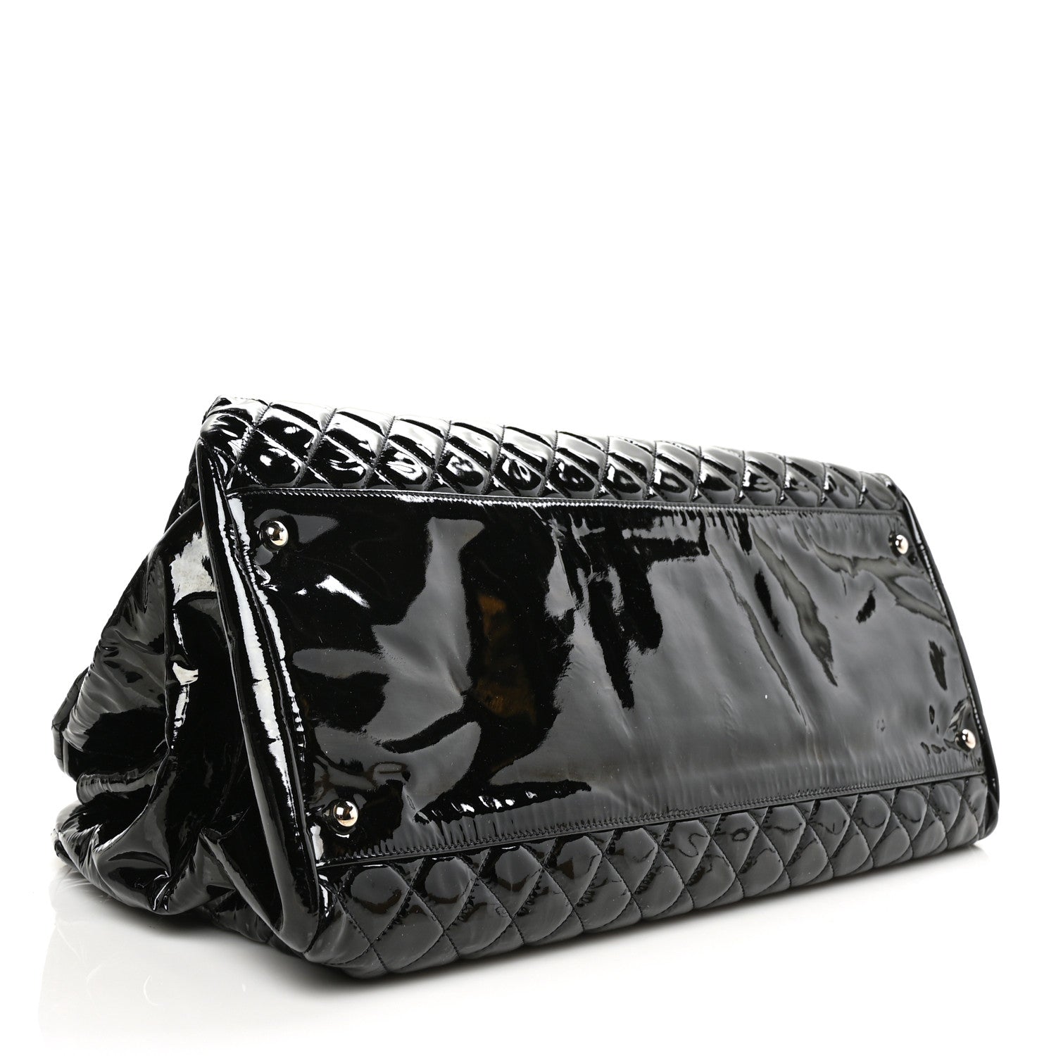 Chanel Patent Quilted Maxi Just Mademoiselle Bowling Bag Black 5 of 13