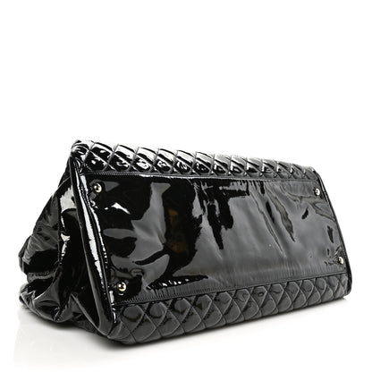 Chanel Patent Quilted Maxi Just Mademoiselle Bowling Bag Black 5 of 13