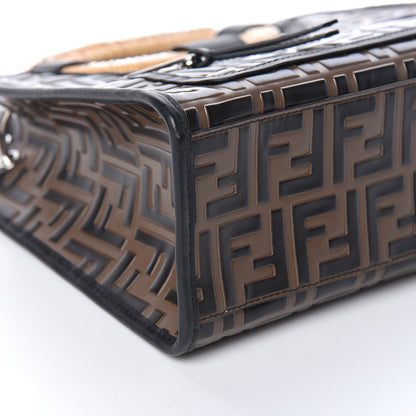 Fendi Vitello Century Wicker Bi-Color FF 1974 Embossed Small Runaway Shopper Tote Maya Black 5 of 9