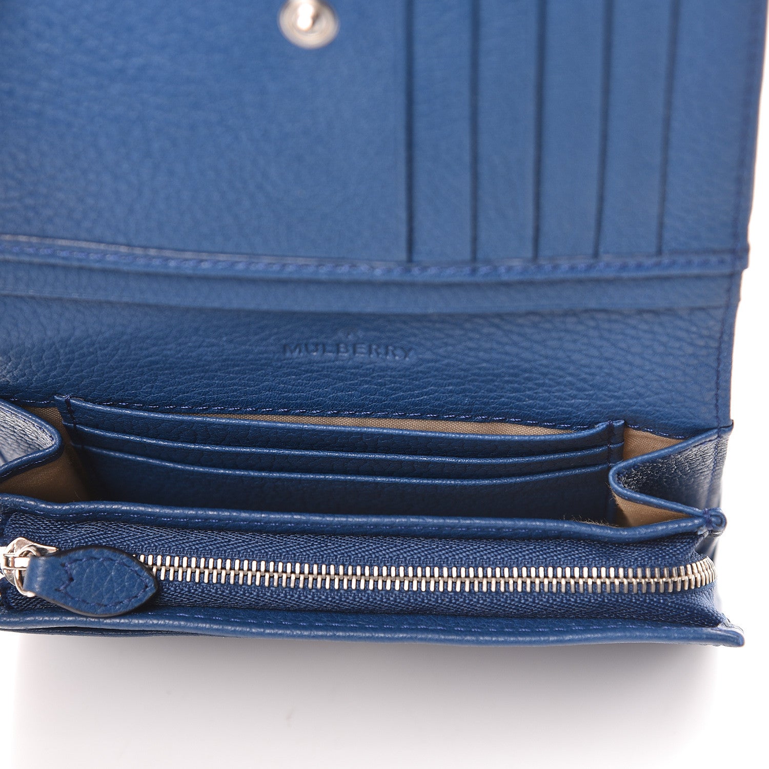 Mulberry Glossy Goatskin Tree French Purse Wallet Blue 5 of 6