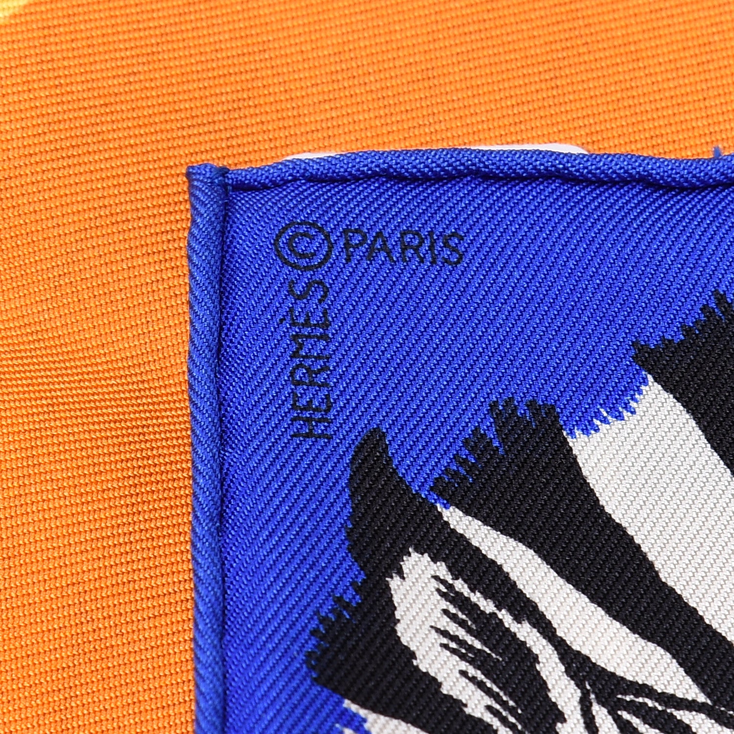Hermes Silk Zebra Pegasus Nano Scarf 20 Bleu Vif Jaune White 3 of 4