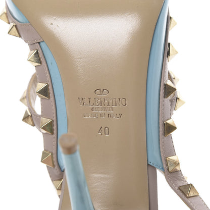 Valentino Garavani Patent Rockstud Ankle Strap Pumps 40 Blue Poudre 7 of 16